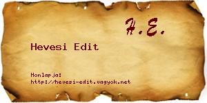 Hevesi Edit névjegykártya